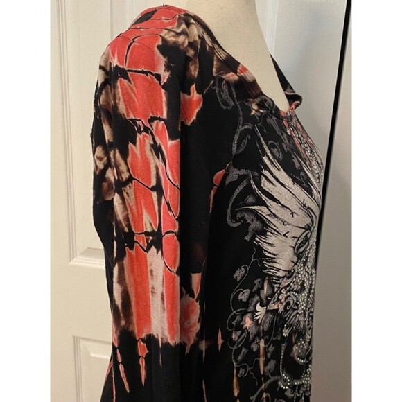 LOCAL Black Red Tie-Dye Graphic T Shirt Tunic Dress Sz L USA Goth Y2K Punk Lace - Picture 4 of 13